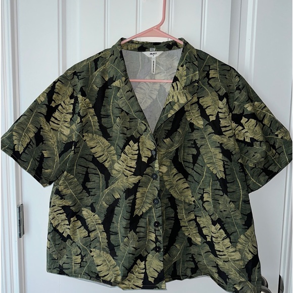 OBJECT CO-ORD SHIRT IN PALM PRINT-GREEN - Picture 1 of 4